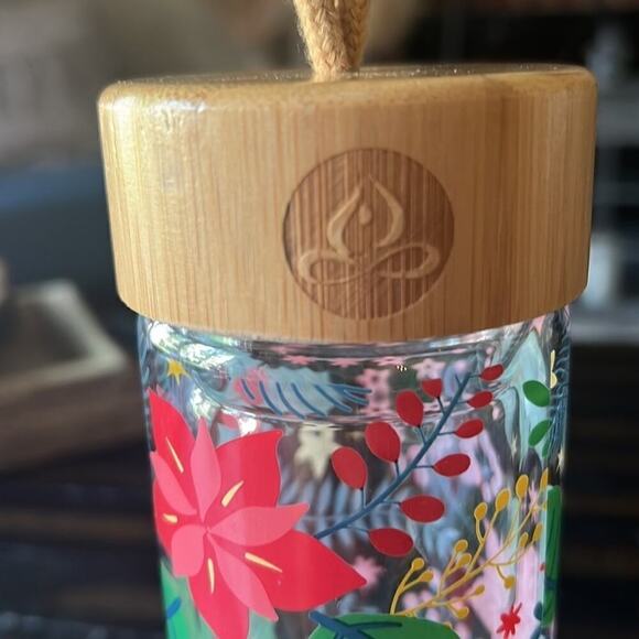 ▶️ Teavana ◀️ Apana Glass Water Bottle with Bamboo Lid. - Picture 6 of 10